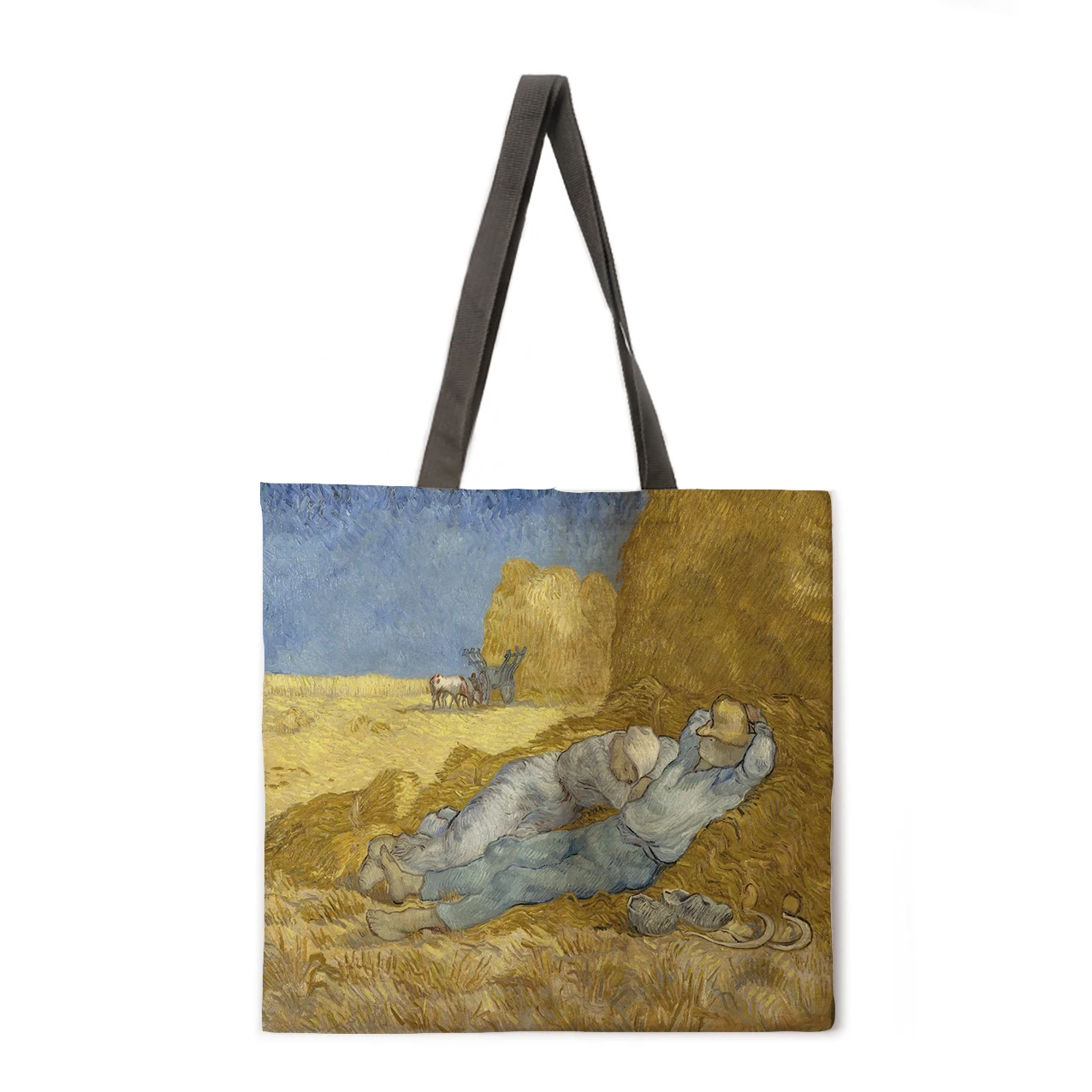 

Van Gogh painting digital printing tote bag shoulder bag linen fabric casual tote bag foldable shopping bag reusable beach bag
