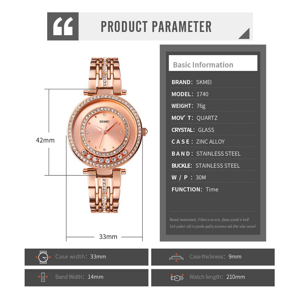 

2021 SKMEI Top Brand Luxury Rhinestone Quartz Women Watch Girl Clock Waterproof Female Ladies Wristwatches Relogio Feminino 1740