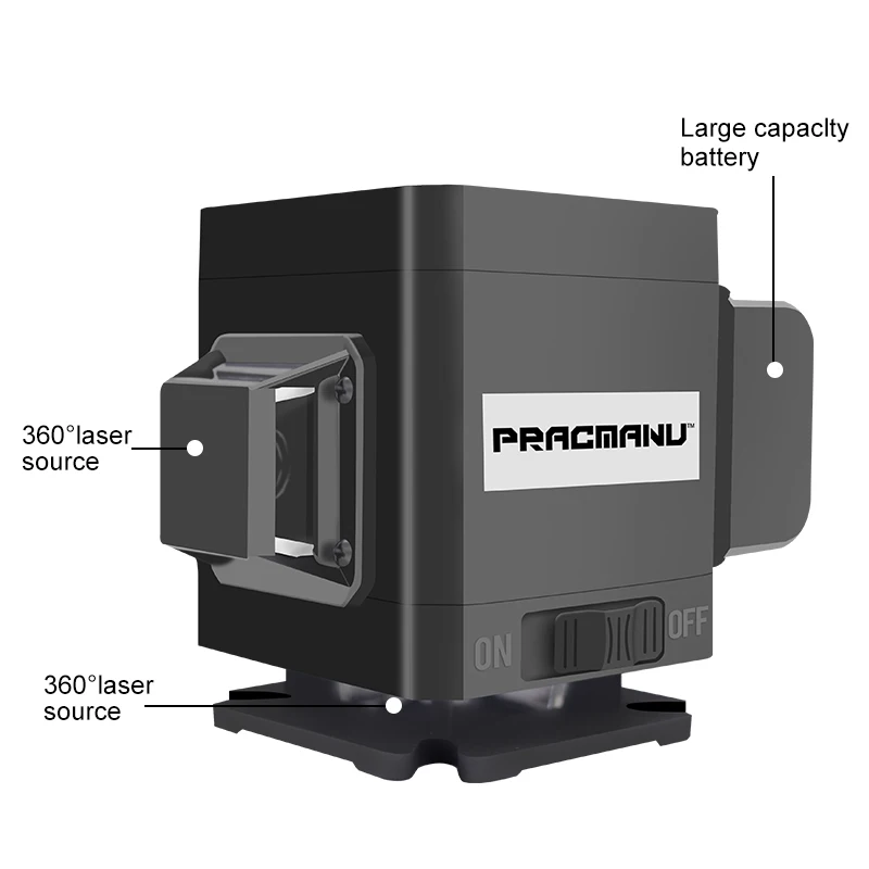 Уровень лазерный PRACMANU самонивелирующийся горизонтальный и вертикальный зеленый