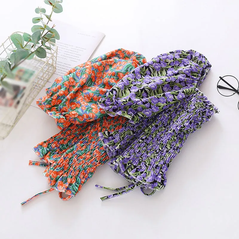 

ETOSELL Summer Floral Print Slash Neck Puff Sleeve Sweet Short Sleeve Shirts Blouses