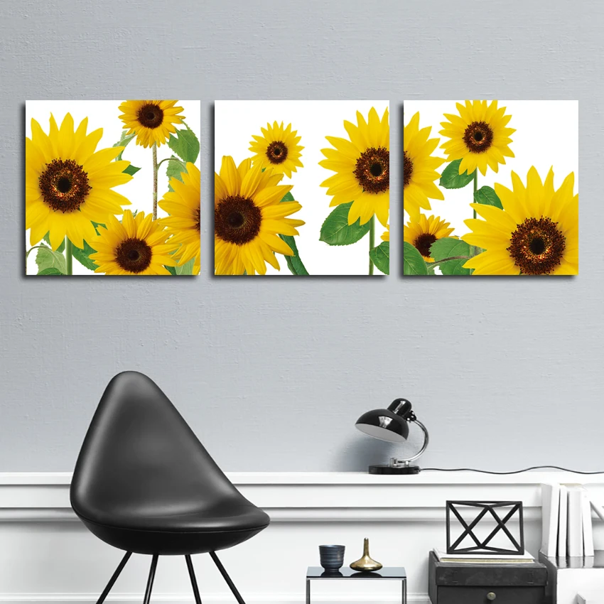 

Modern Vibrant Yellow Sunflower Flower Prints Wall Art Canvas Paintings Poster Pictures For Living Room Bedroom Home Decorative