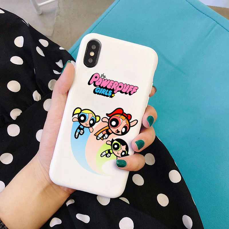 Чехол Powerpuff для девочек iPhone X XR Xs Max 8 7 6 Plus 6S 5s SE силиконовый милый чехол на телефон с