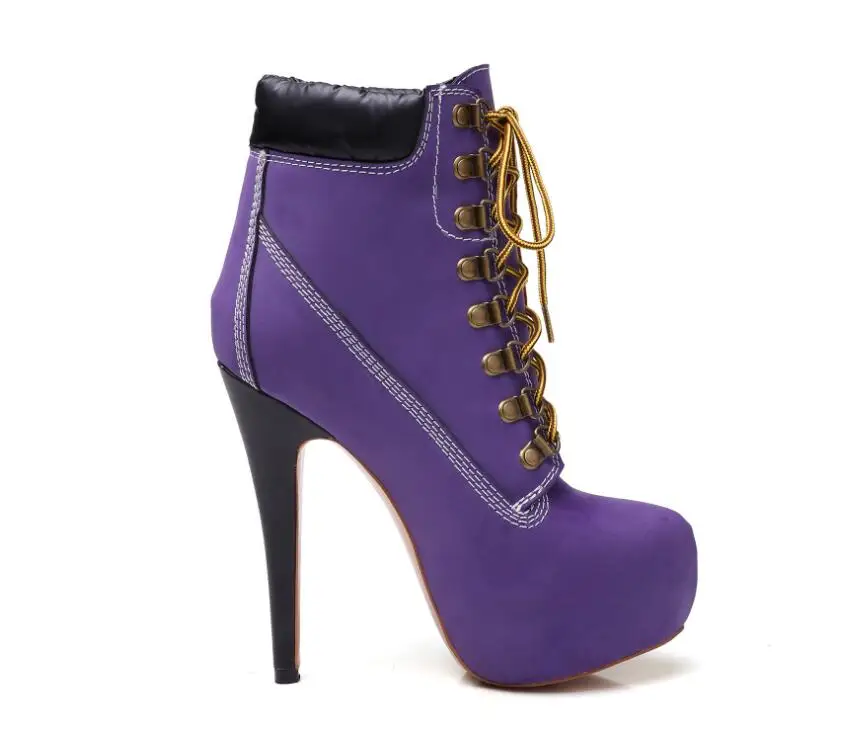 Женские ботинки в стиле панк ботильоны на платформе и тонком высоком каблуке