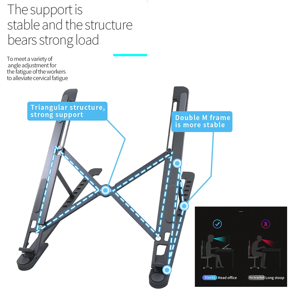 Универсальная подставка для ноутбука TISHRIC алюминиевый регулируемый складной