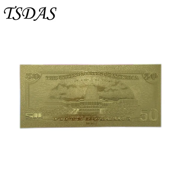 Золотая фольга банкнота 10 шт./компл. античное покрытие 24K позолоченные 50 долларов