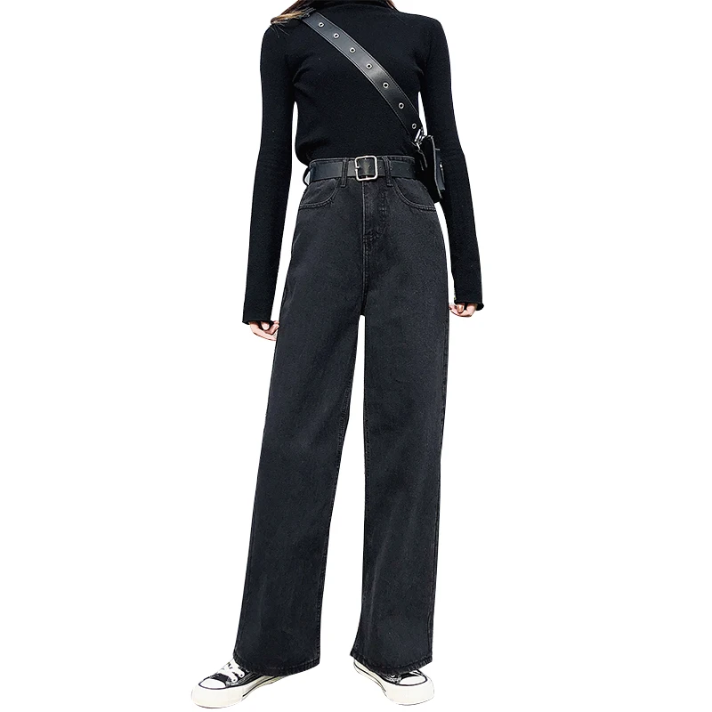 Женские джинсы с высокой талией и широкими штанинами Сезон осень зима 2020 Новинка