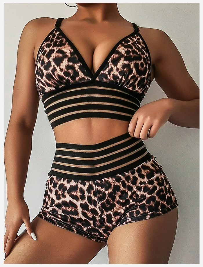 Сексуальные модные спортивные шорты с леопардовым принтом женские для спортзала