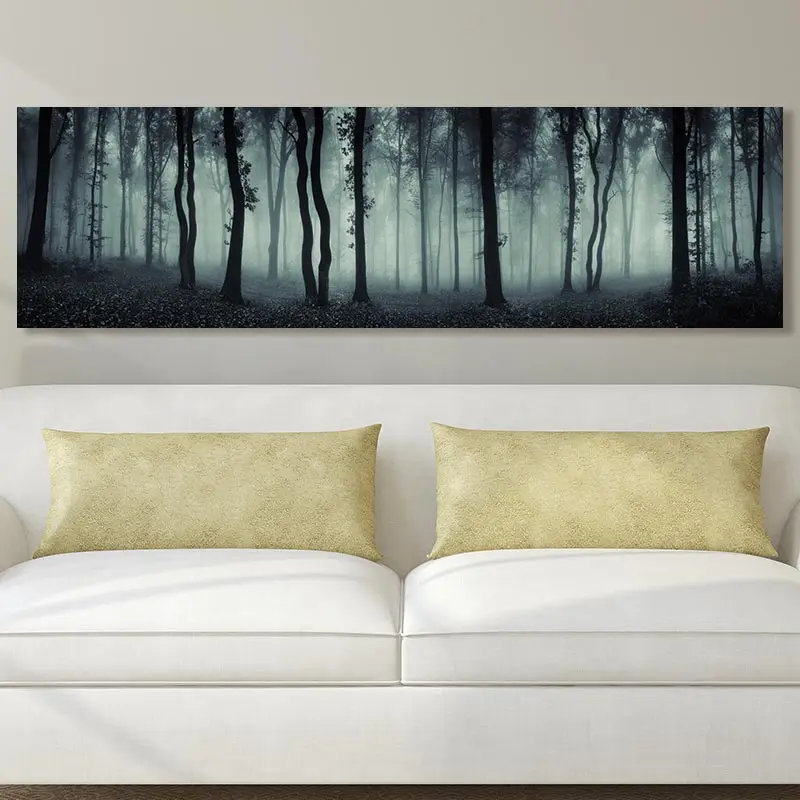 Conisi Настенная картина с длинным пейзажем на холсте постер заснеженным лесом