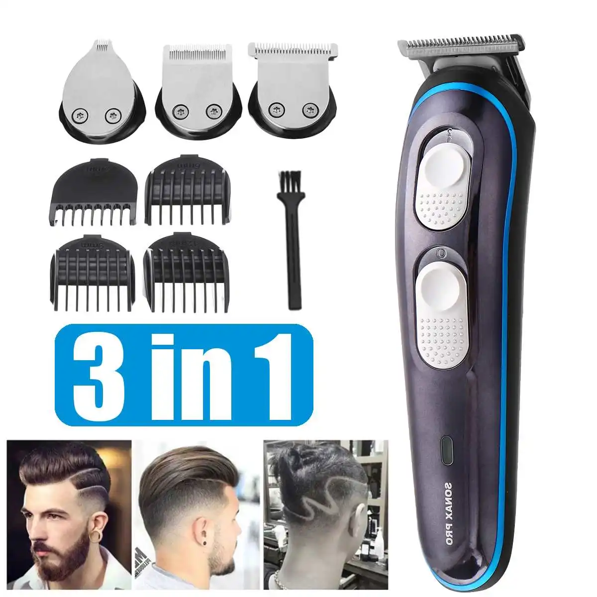 

3 In 1 Upgraded Hair Clippers Men Head Basic Barber Hair Trimmer Nose Beard Shaver Rechargeable hair clippers Men's trimmer