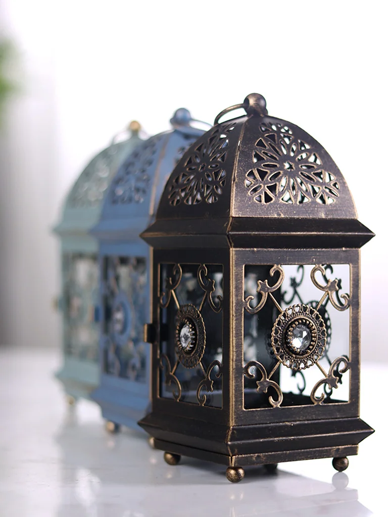 Металлический старинный держатель для свечей роскошный черный геометрический