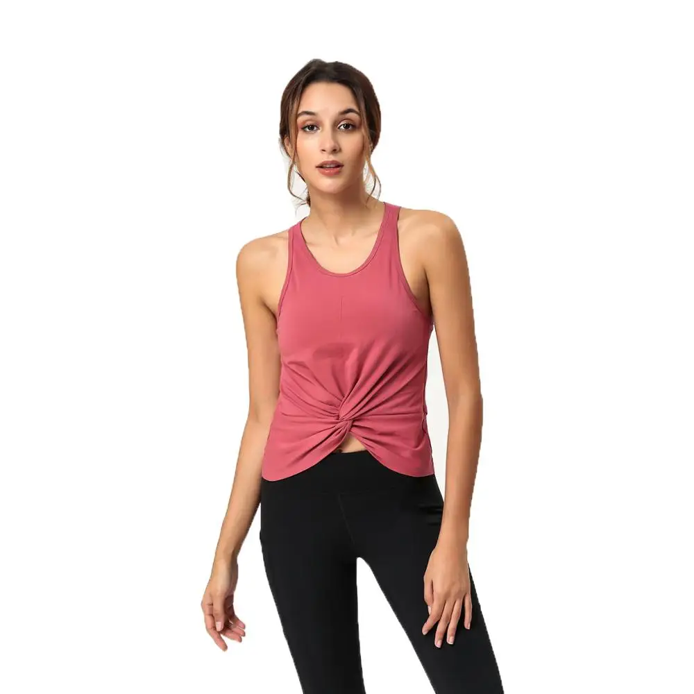 Быстросохнущая Йога укороченный Топ для женщин узел Спортивная кофточка