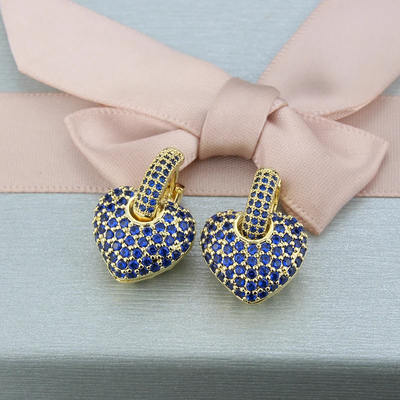 SUNSLL золотые медные разноцветные Серьги капли с кубическим цирконием и сердечком