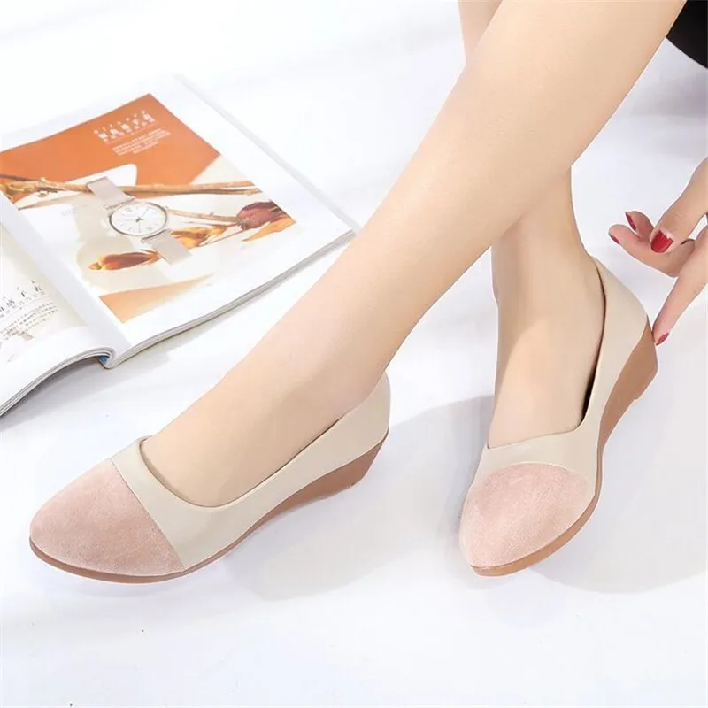 Women's Shoes Pumps Low Heels Wedges Woman Casual Patchwork Cloth Pointed Toe Fashion Classics Elegant Princess Dance Shoes 358