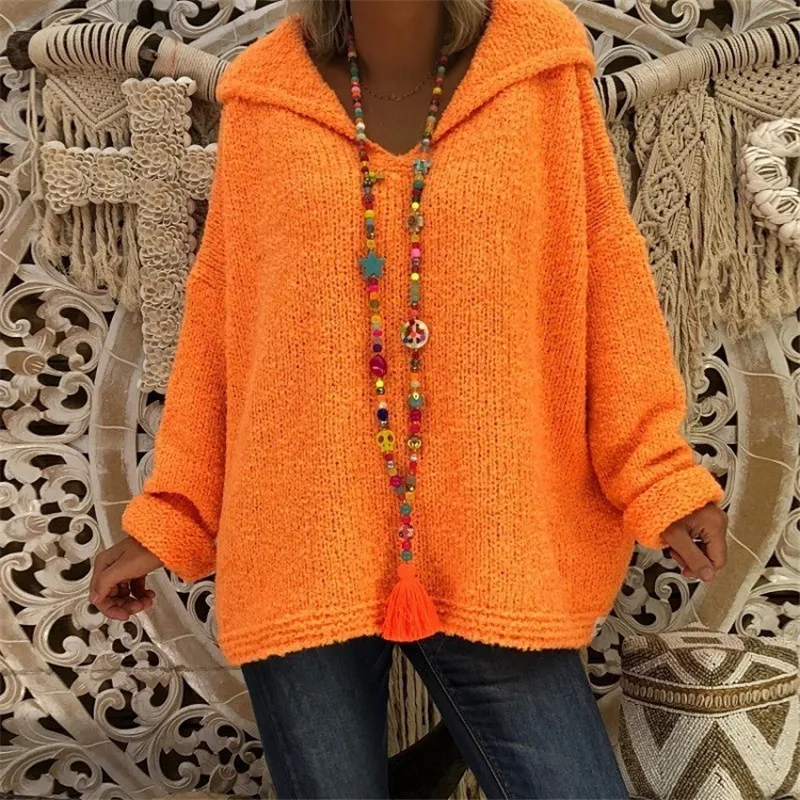 Women Long Sleeve Solid Slim Fit Hooded Sweater Pullover Casual Knitted Coat Autumn Winter Streetwear Female Jumper Top | Женская одежда