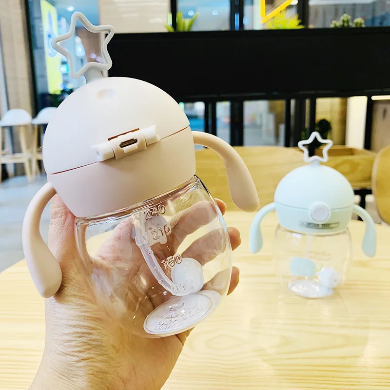 

KitchenAce Cute Kid Straw Water Bottle Cup Portable Child Water Milk Scale Drinking Cup Gagets & Tools Leakproof Drinkware Gaget