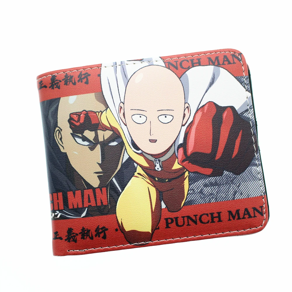 Аниме One Punch Man saitama кожаный кошелек для мальчиков и девочек на молнии с карманом для монет Короткий держатель для карт из искусственной кожи с мультяшным принтом