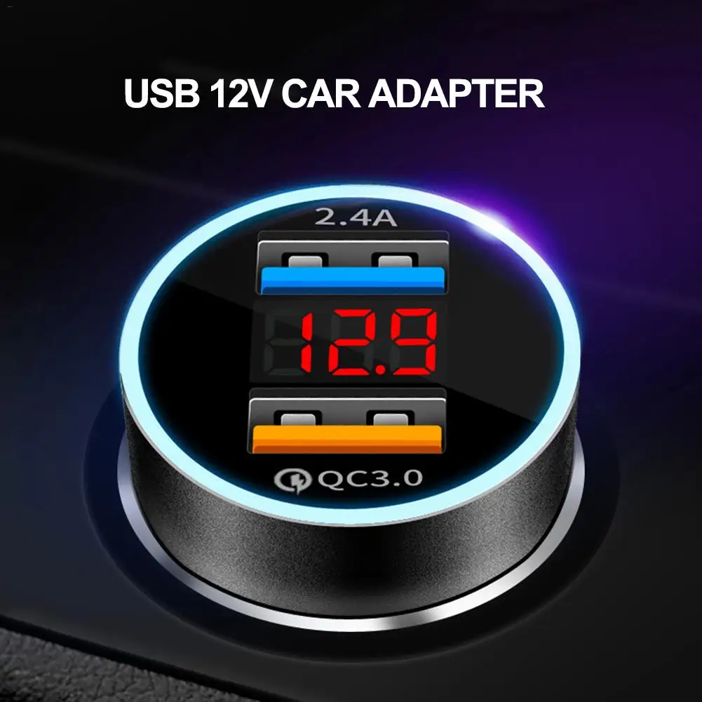

Автомобильное зарядное устройство, 12-14 в, 3,0 А, быстрая зарядка QC, два USB-порта, цифровой дисплей, автомобильный адаптер для сотового телефона,...