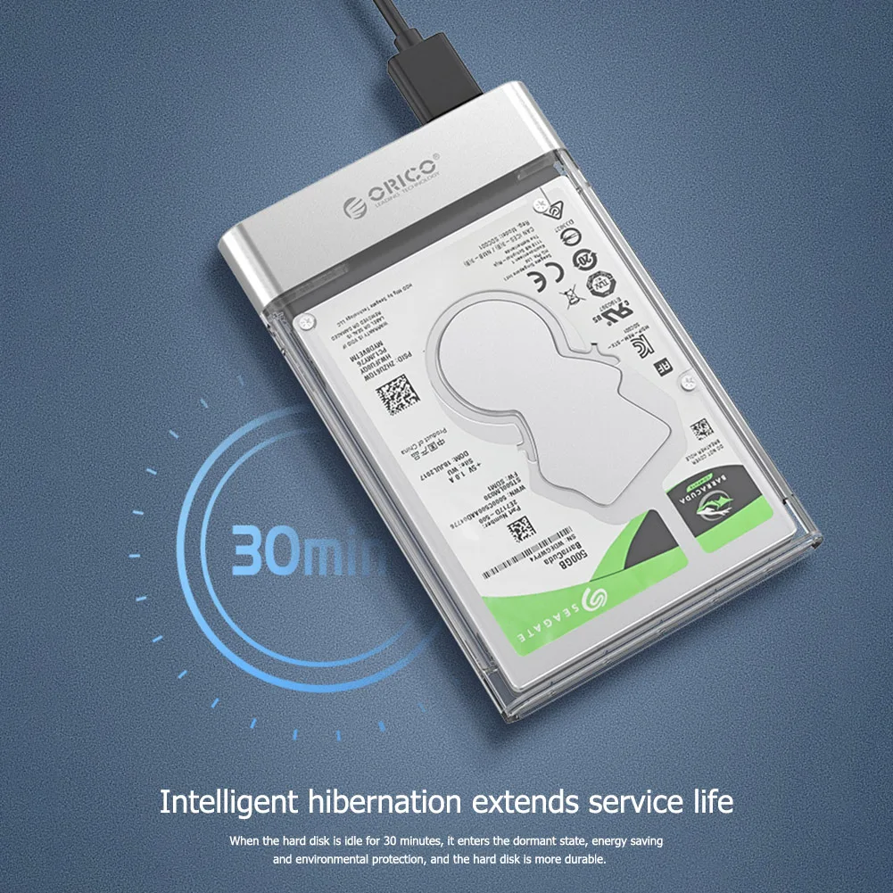 

ORICO HDD Case 2.5 inch Transparent Box USB 3.0 HDD Enclosure Micro-B SATA 3.0 to USB 3.0 Hard Disk Case 5Gbps Support 4TB Case