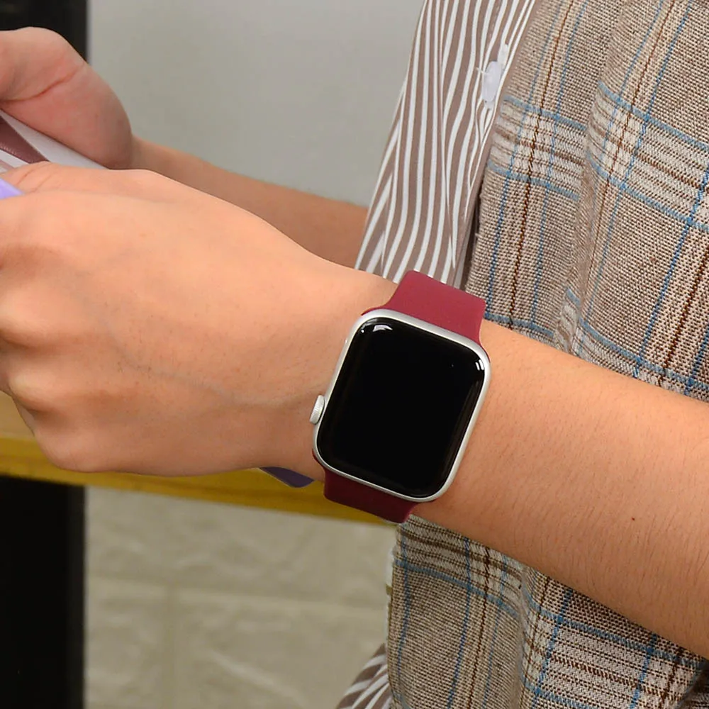 Силиконовый ремешок для apple Watch 5 4 3 2 1 38 мм 42 мягкий спортивный силиконовый iwatch 44 40