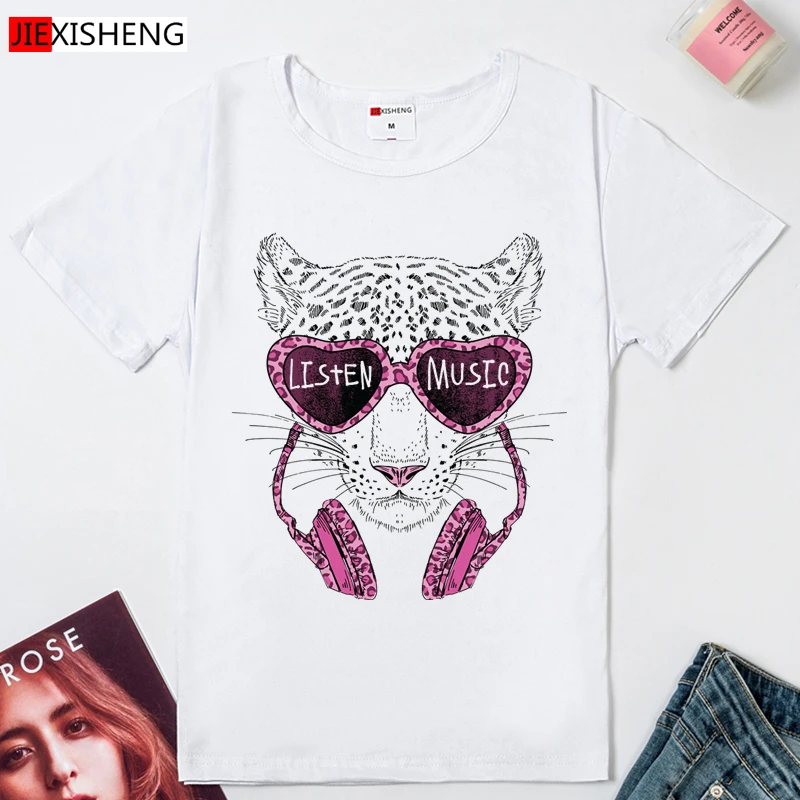 Женская футболка с забавным леопардовым принтом|printed t shirt women|t woment women casual |