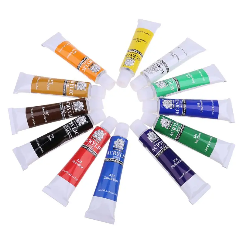 

12 Colors 12ML Tube Acrylic Paint set Art Painting Drawing Tools For Kids DIY