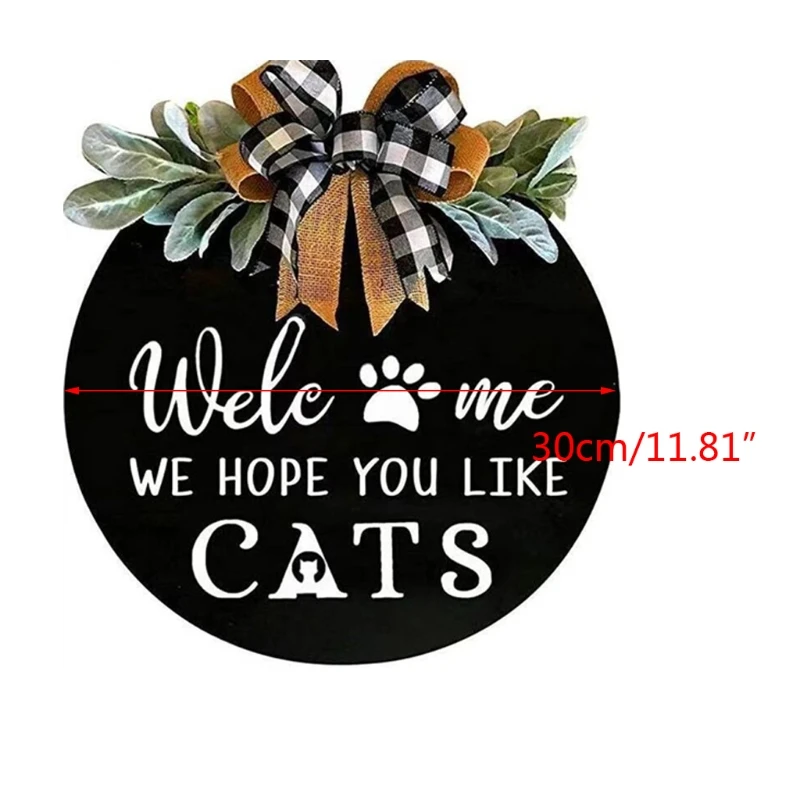 

Dogs/ Cats Wel-come Door Wreath 11.8x11.8 inches Premium Greenery Wreath Decorative Hanging Signs for Wall and Door
