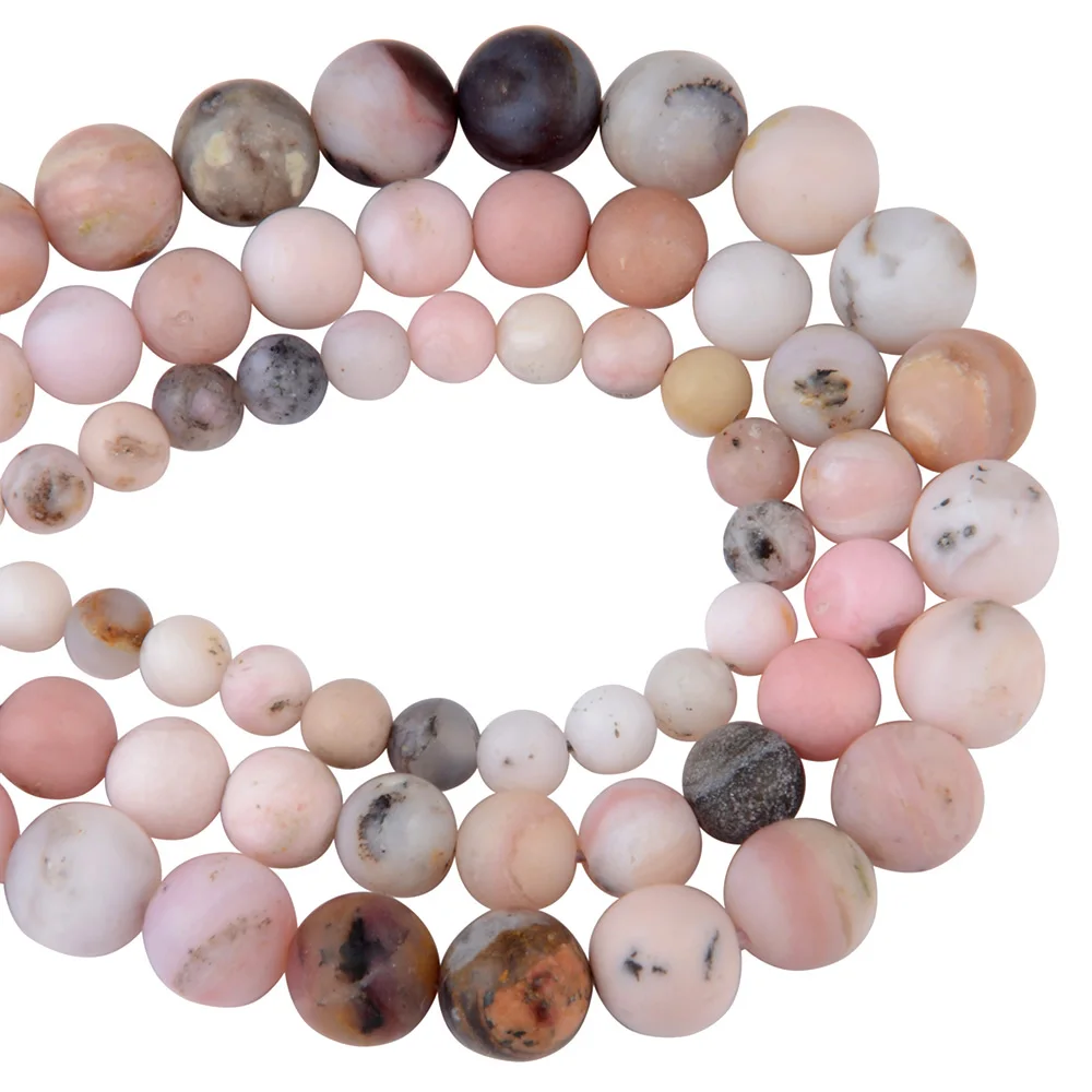 

Chanfar High Quality Natural Matte PINK OPAL Stone Round Beads For Jewelry Making DIY Bracelet Necklace 6/8/10mm Strand