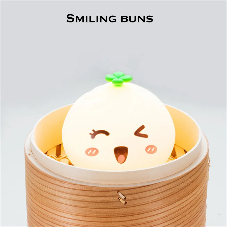 smile NEWKBO милые красочные булочки светодиодный ночной Светильник USB Перезаряжаемый светильник мультфильм Силиконовые soft touch детская спальня настольная лампа - Испускаемый цвет: smile