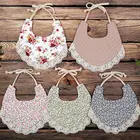 Цветочные винтажные двойные нагрудники для новорожденных мальчиков, бандана для девочек, хлопковое слюнявчик, детское полотенце с кисточками, слюнявчик