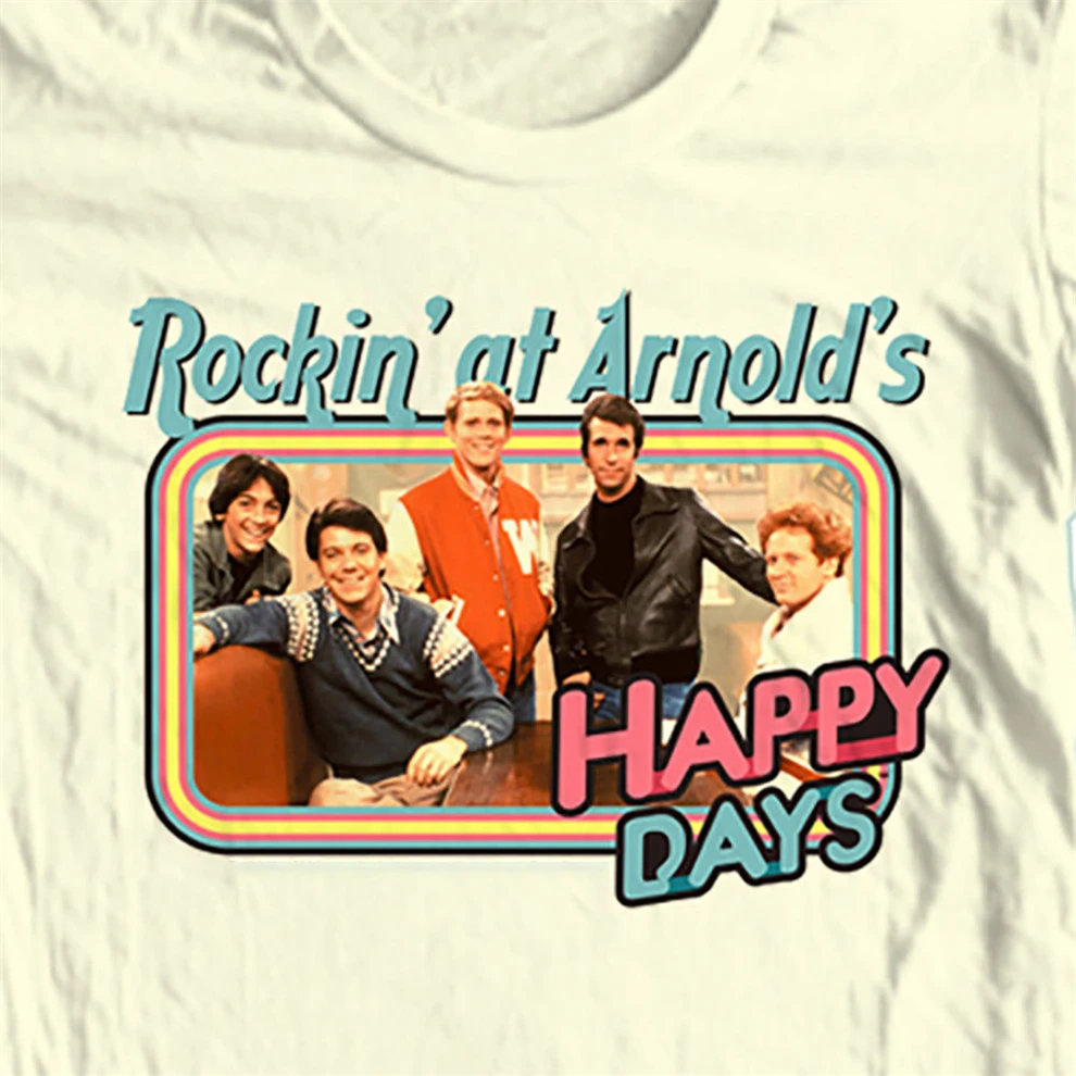 Хлопковая футболка с принтом Happy Days ретро 70 х годов изображением раскачивающихся