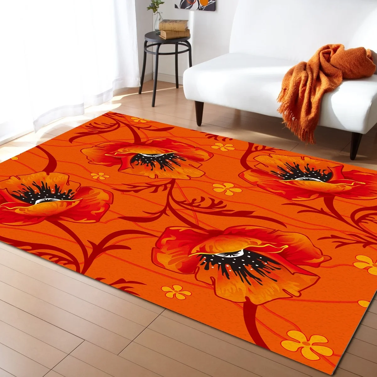 Nordic Style Beautiful Flowers Rug Bedroom Decor Tatami Pink Home Carpet Area Large Rugs For Living Room | Дом и сад
