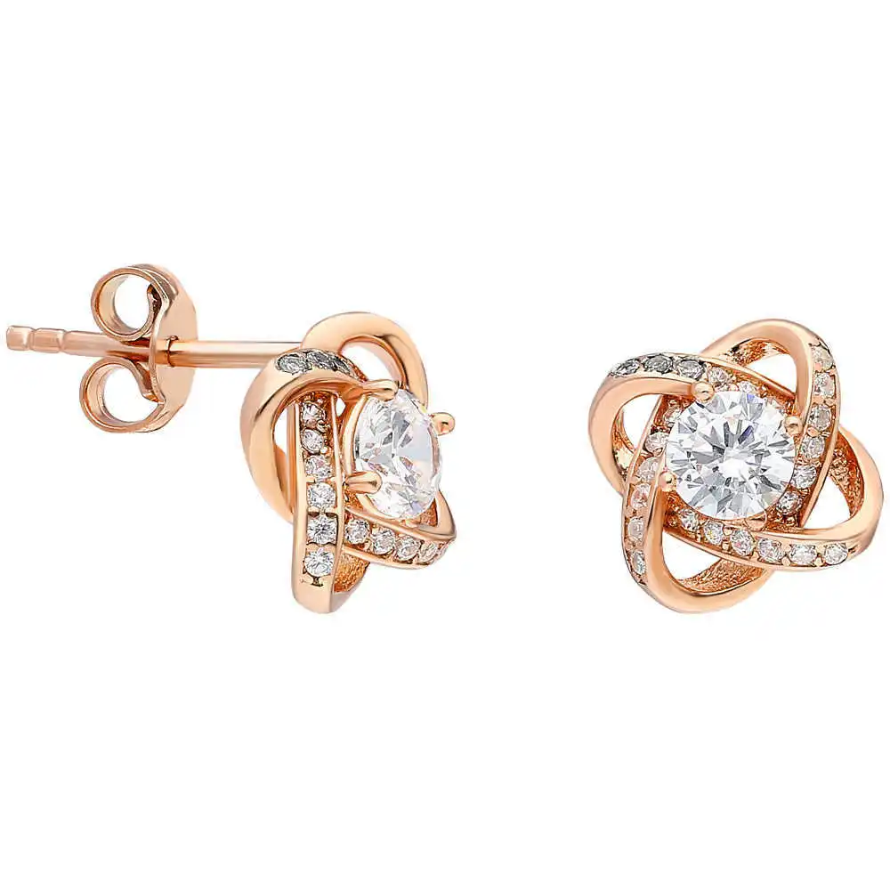 

Zircon Tektal Milky Way Design Rose Color 925 Sterling Silver Earrings