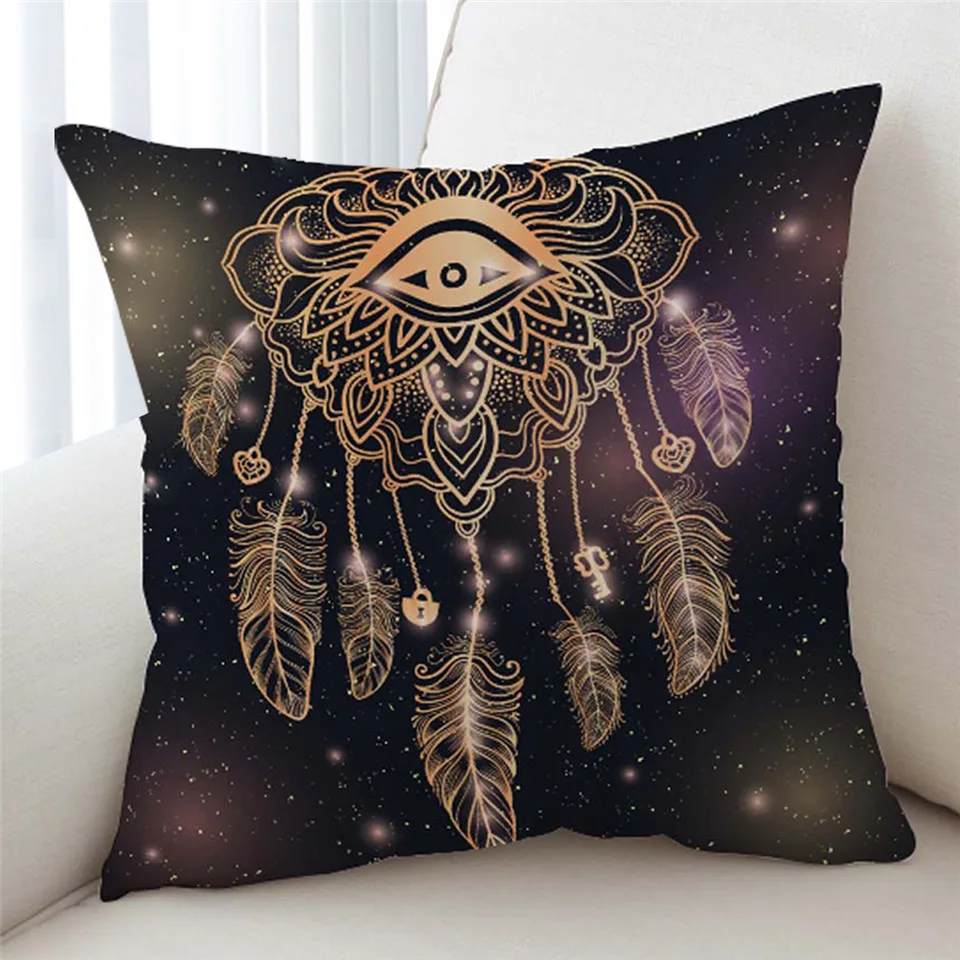 19 Постельные принадлежности Outlet Dreamcatcher Чехлы для подушек цветная подушка с перьями чехол богемный Мандала бросок Чехол 2 размера черные наволочки - Цвет: 19