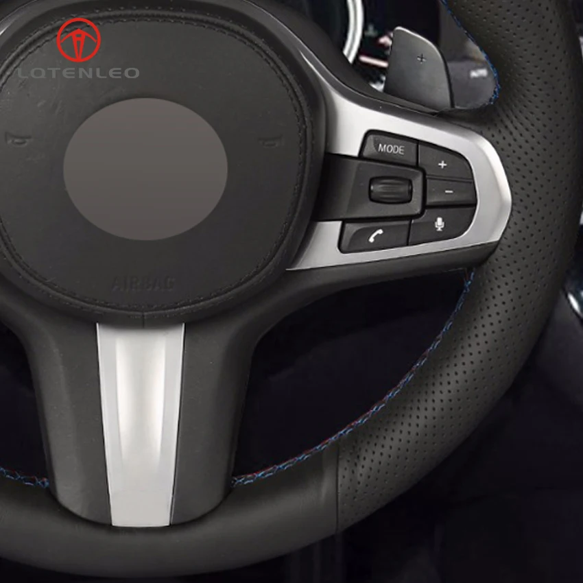 Черный чехол на руль LQTENLEO из натуральной кожи для BMW M Sport G30 G31 G32 G20 G21 G12 G14 G15 G16 X3 G01 X4