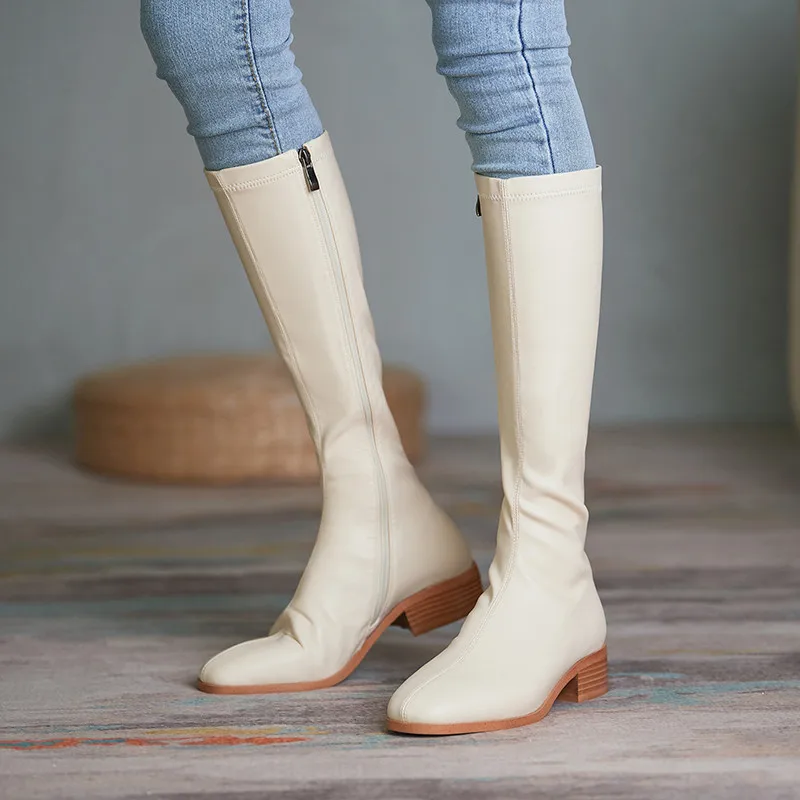 

FEDONAS Female Heels Classic Design Slim Long Shoes Woman Autumn Winter Knee High Boots Side Zipper Party High Boots Heels