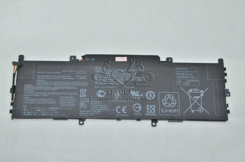 JIGU Оригинальный аккумулятор для ноутбука Asus 0B200 02760000 C41N1715 UX331FN UX331UN UX331UA 15 4 V 50WH Zenbook