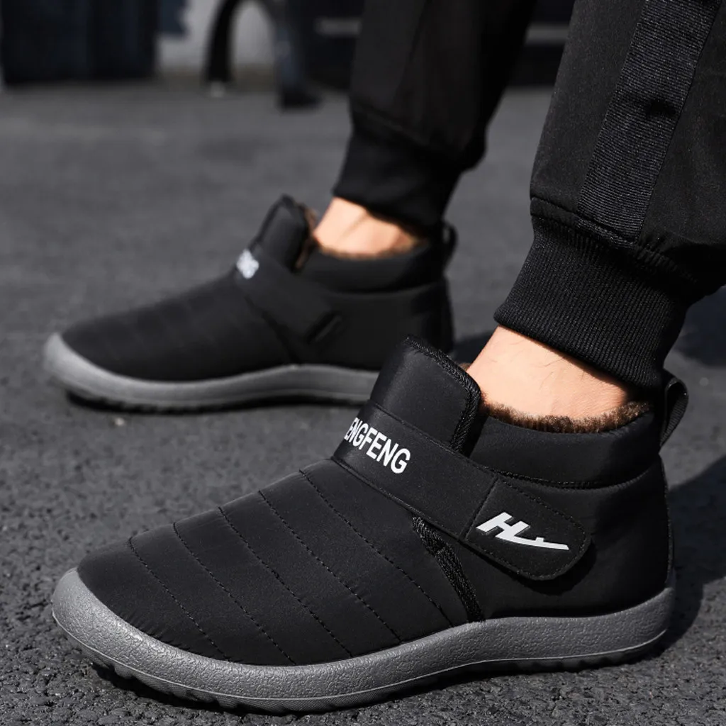 Men Boots Winter Shoes Warm Fur Snow Plush Inside Anti Skid Bottom Waterproof Black Men#3 | Обувь