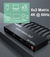 4k 60hz 6x2 matrix 6 in 2 out hdmi switch splitter 4x2 hdmi matrix audio video converter for ps4 xbox pc dvd to tv dual monitor