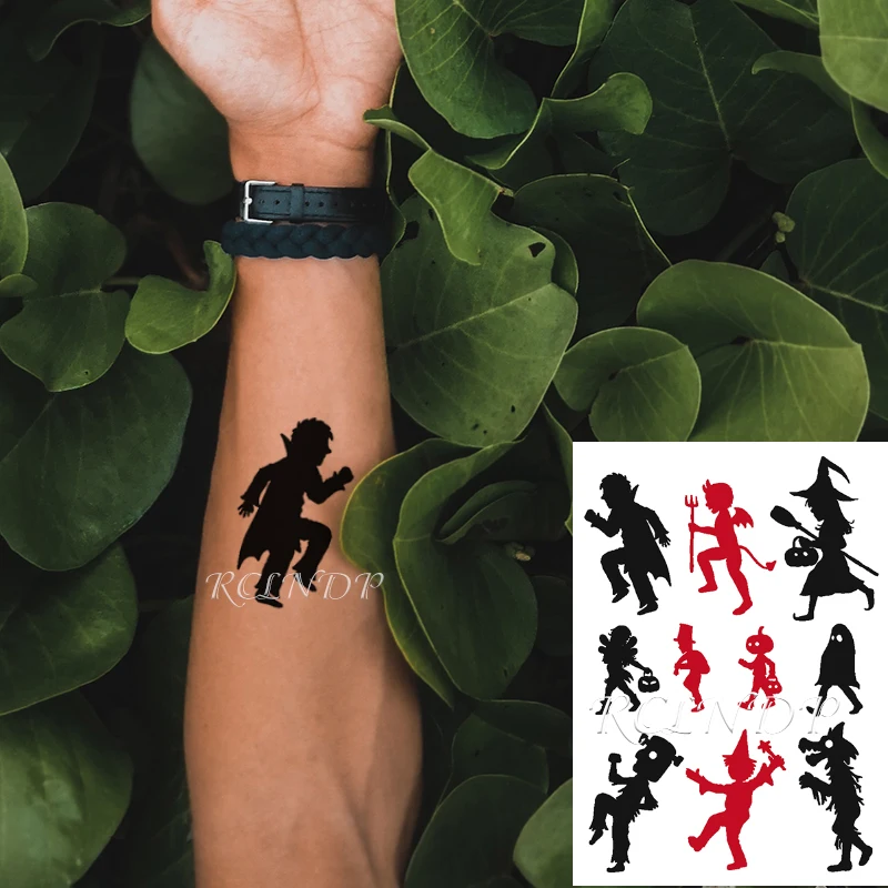 

Waterproof Temporary Tattoo Sticker Cartoon Halloween Silhouette Design Flash Tatoo Fake Tatto Stickers for Kids Men Women girl