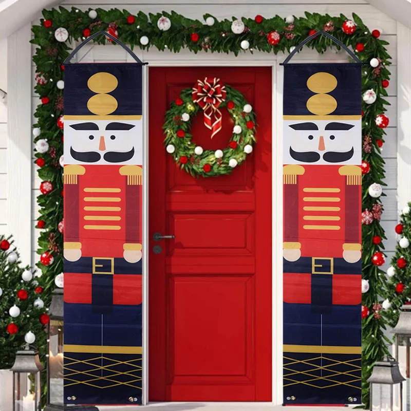 

2023 Nutcracker Soldier Banner Christmas Porch Sign Xmas Ornaments Door Hanging Banner For Home Decor New Year Noel Gift Navidad