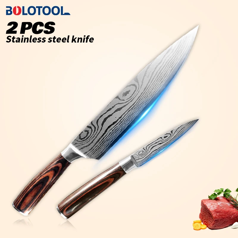 Набор кухонных ножей 2 шт. 8 &quotяпонский нож шеф повара для нарезки мяса овощей 3