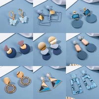 blinla 2021 new korean blue geometric acrylic earrings for women fashion bohemian round drop earrings party brincos jewelry giuy