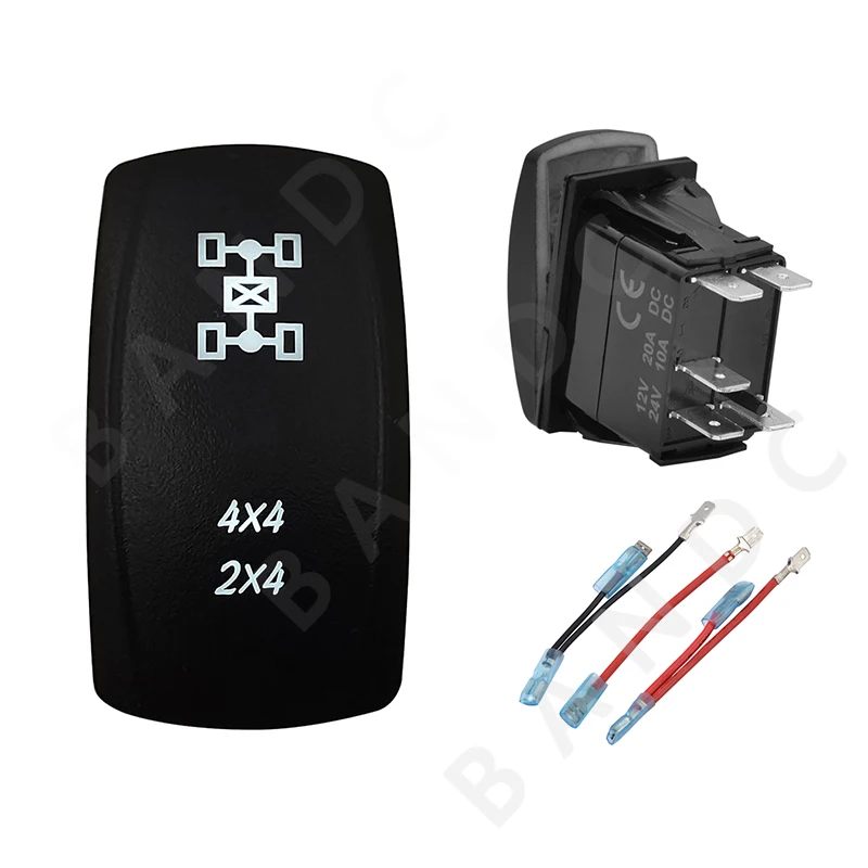 

4×4 2×4 5Pins On-Off SPST White Led Lights Toggle Switch for ARB/Carling/NARVA 4x4 Style，12V 20A 24V 10A，Jumper Wires