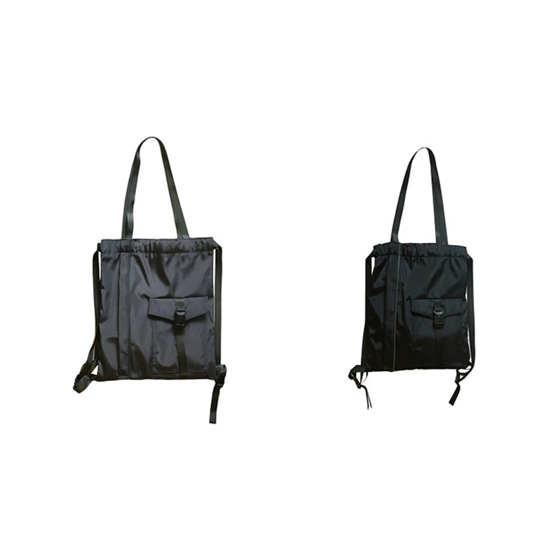 

Drawstring Backpack Black Messenger Bag Waterproof Men and Women Large Capacity Backpack