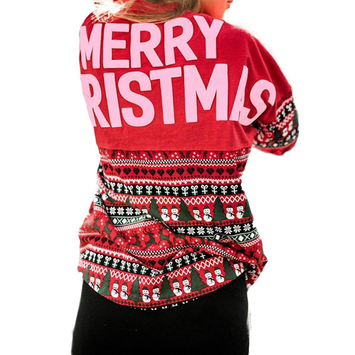 

2021 Womens Christmas Sweatshirts Long Sleeve Casual Loose Hoodies Cartoon Letter Printed Pullover Shirts Tops Plus Size