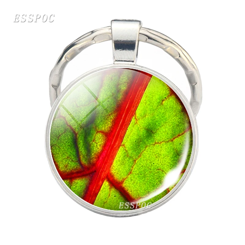 Зеленый Жилка листа узор брелок со стеклянным кабошоном ювелирные изделия для