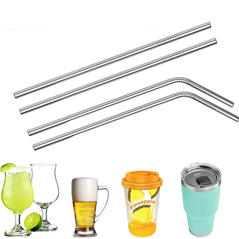 

5 PACKS 215*6mm Reusable 304 Stainless Steel Drinking Metal Straws KItchen Accessories Drinks Cup Straw With Clean Brush