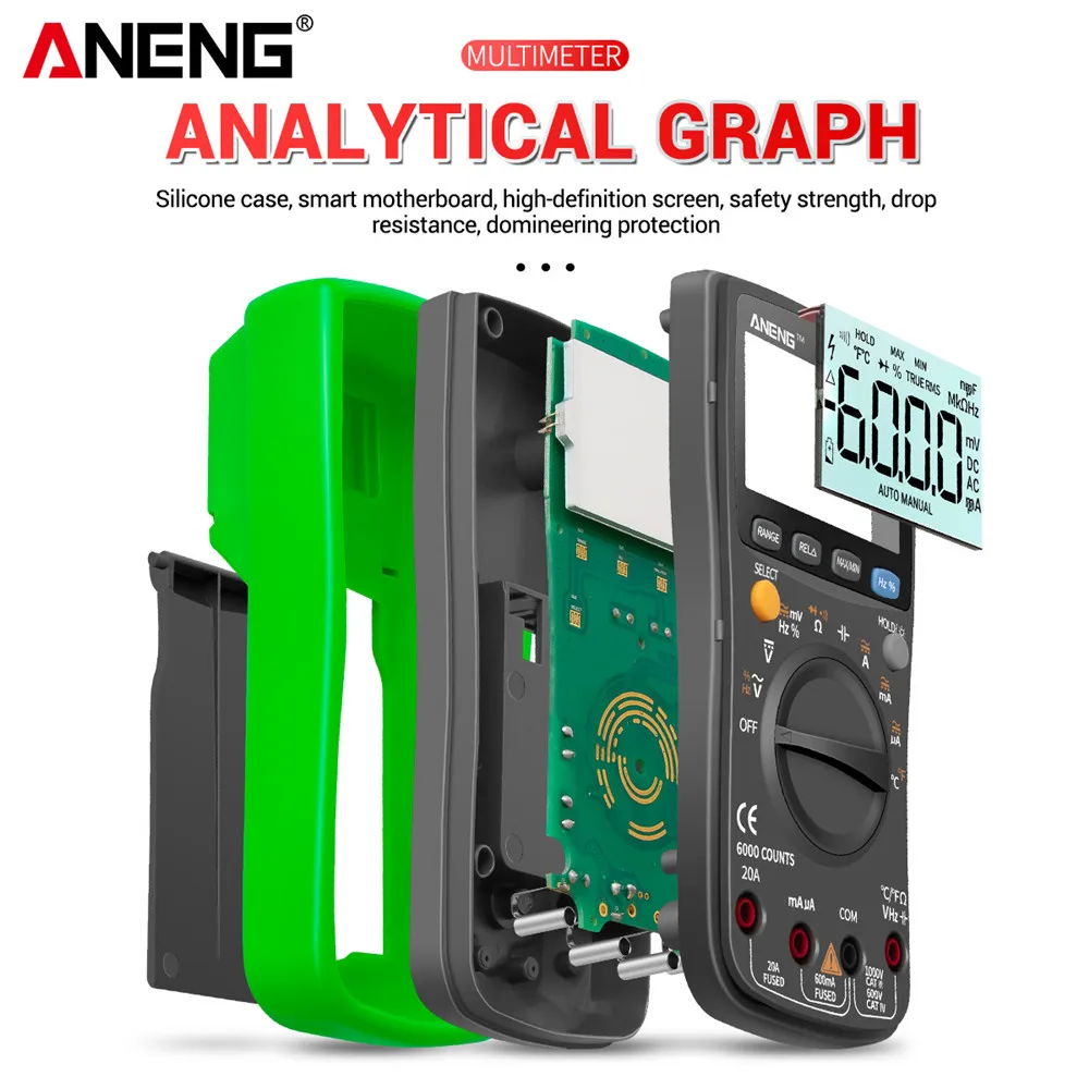 

AN860B+ Digital Multimeter AC/DC 6000 Counts True RMS 20A Current Profesional Tester NCV Multimetro with Thermocouple ANENG