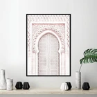 Розовая Марокканская арка для путешествий, настенная живопись, холст, постер, древние ворота, марокканские двери, художественные рисунки, домашний декор для стен