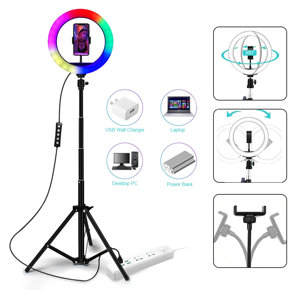 10 12 13 дюймов RGB кольцевой светильник с подставкой дистанционного Управление